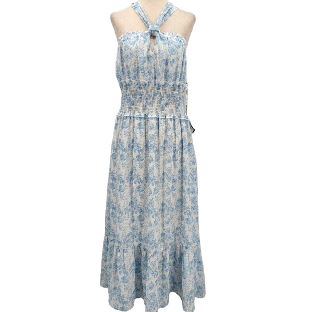 Trixxi Blue and White Floral Midi Dress